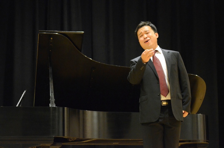 Chinese bass-baritone Ao Li just won the top prize at Operalia 2013 competition.  Here, he is performing a Rossini aria at the Marin Opera Guild's Champagne Gala in 2011.  Photo: Susan Malott