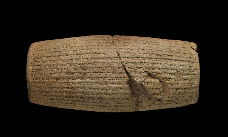 The Cyrus Cylinder, 539–538 BCE. Iraq, Achaemenid period (550–330 BCE). Baked clay. © Trustees of the British Museum