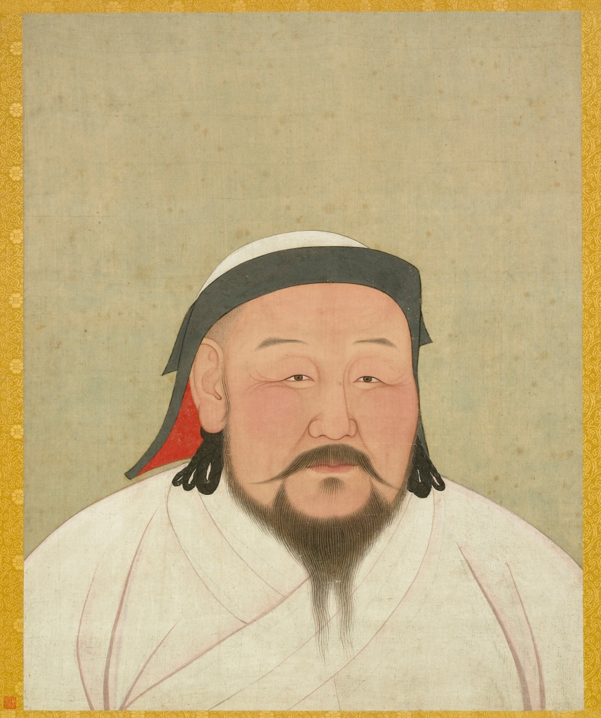 Portrait of Kublai Khan as the First Yuan Emperor, Shizu. Yuan dynasty. Album leaf, ink and color on silk, H 59.4 cm x W 47 cm. National Palace Museum. Photograph © National Palace Museum, Taipei.